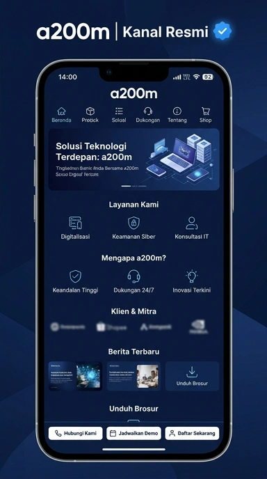 Tampilan kanal resmi a200m
