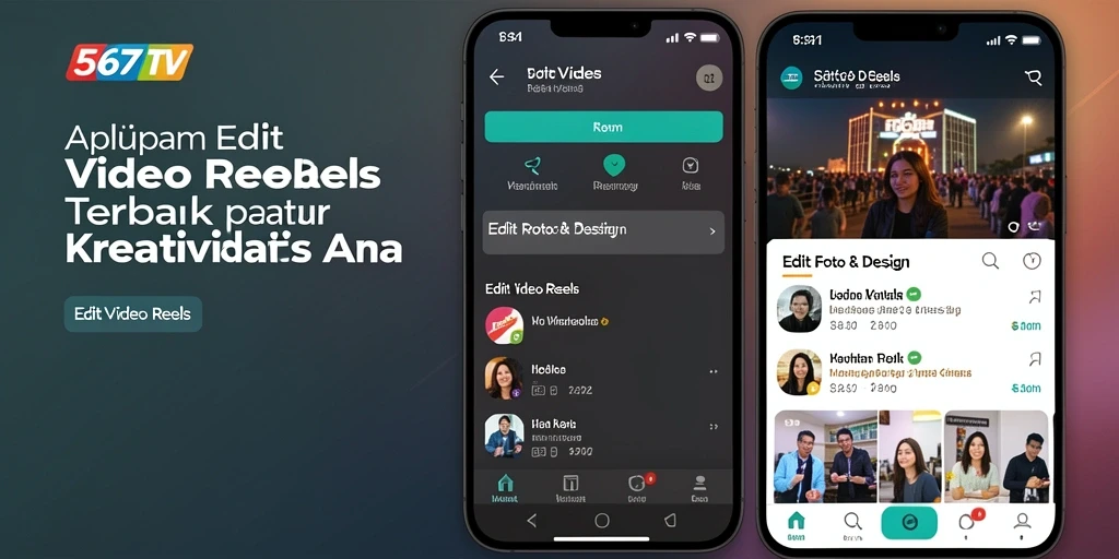 Tampilan antarmuka aplikasi 567TV untuk Edit Video Reels yang menarik.