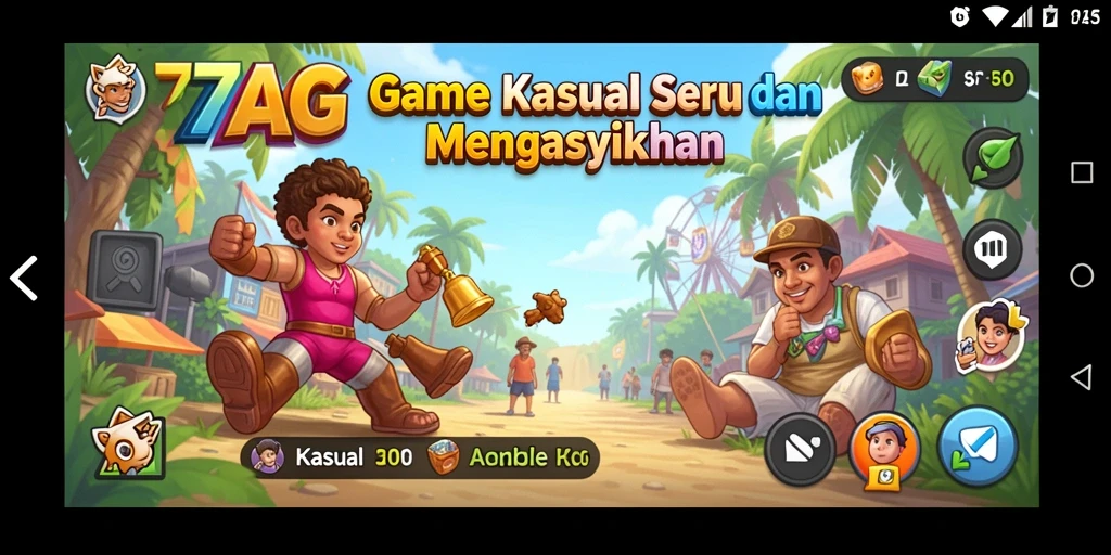 Screenshot dari antarmuka permainan 77AG yang menarik dan penuh warna.
