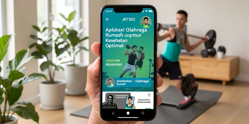 Antarmuka JKT303 menampilkan berbagai latihan Olahraga Rumah yang mudah diikuti.