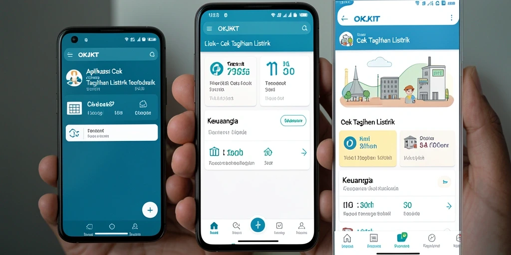 Antarmuka aplikasi OKJKT untuk cek tagihan listrik yang user-friendly.