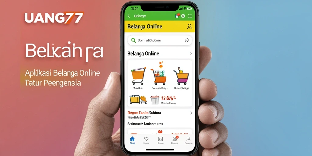 Antarmuka aplikasi UANG77 yang memudahkan belanja online.